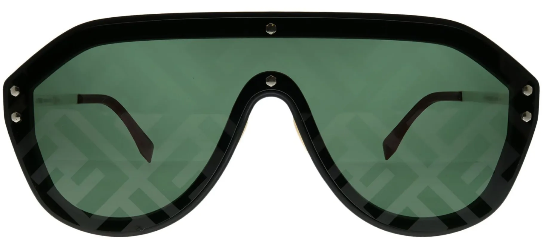 Fendi Men FF M0039/G 807 XR Shield Plastic Black Sunglasses with Green Fendi Print Lens sold by Gaffos