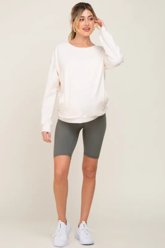 Olive High Waist Maternity Bike Shorts sold by Pinkblush