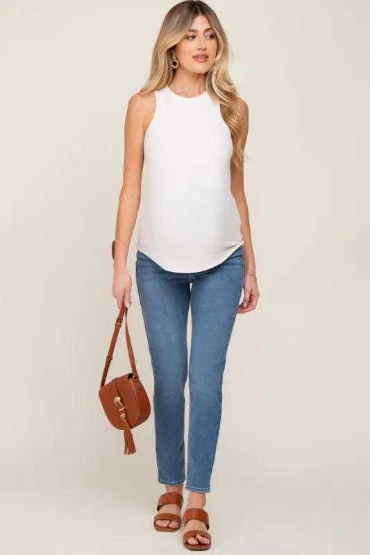Blue Vintage Wash Maternity Skinny Jeans sold by Pinkblush