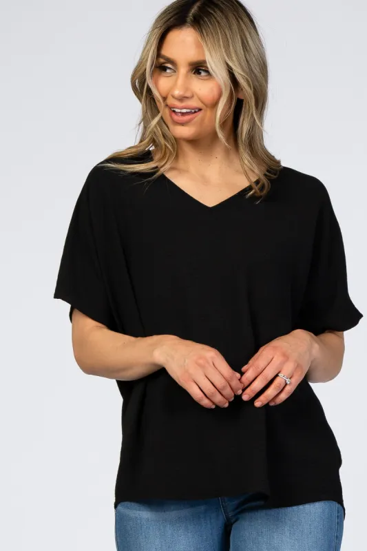 Black Short Sleeve Blouse sold by Pinkblush