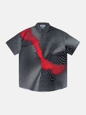 Aelfric Eden Gradient Psychedelic Line Short Sleeve Shirt sold by Aelfric Eden