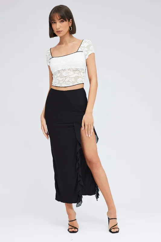 Black Maxi Skirt Front Split Mesh sold by Ally Fashion