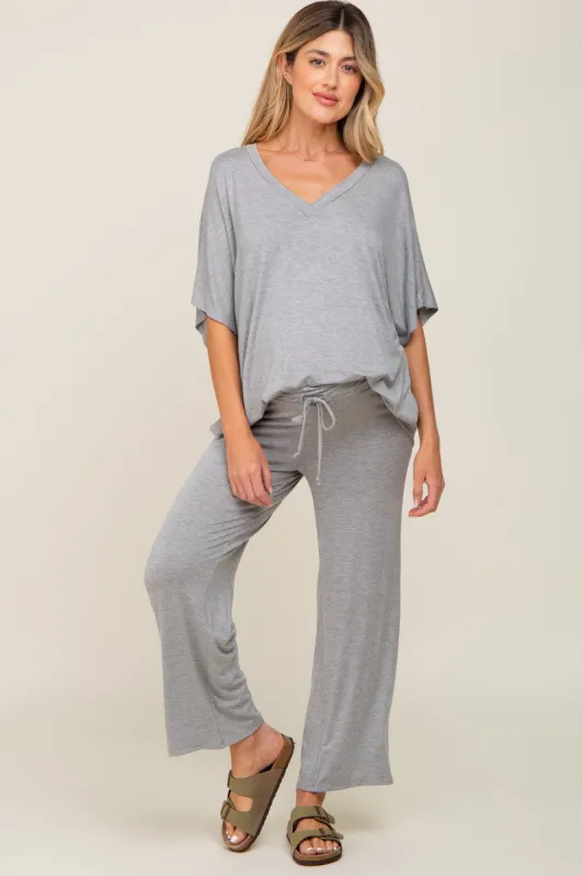 Heather Grey Cropped Pant Maternity Set sold by Pinkblush