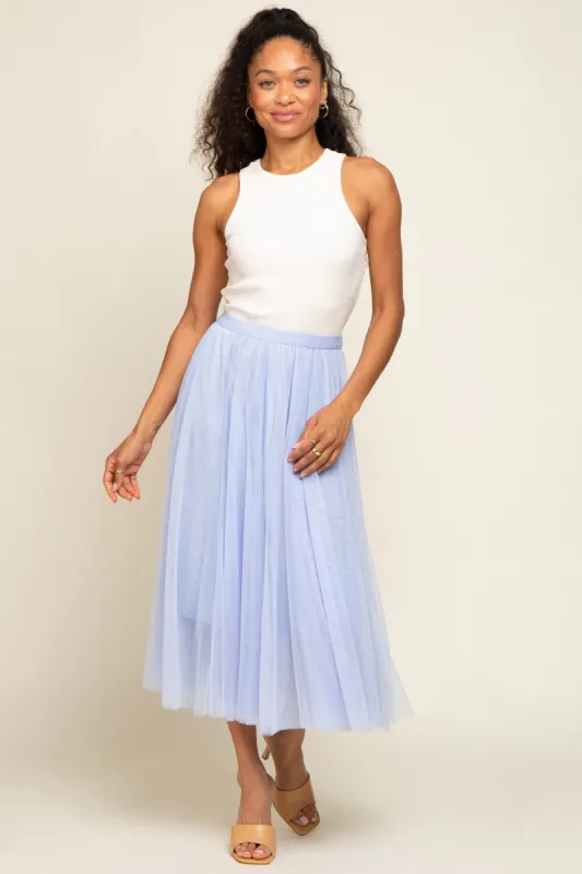 Light Pink Tulle Midi Skirt sold by Pinkblush