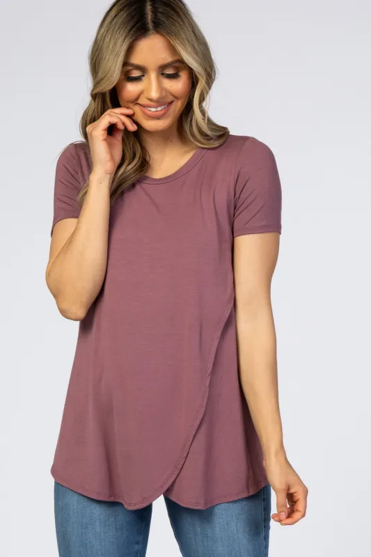 Mauve Layered Wrap Front Nursing Top sold by Pinkblush