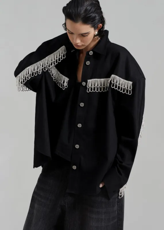 ROTATE Twill Oversized Shirt - Black sold by Frankie Shop