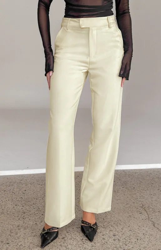 Cabo Cream Straight Leg High Waisted Tailored Pant sold by Beginning Boutique