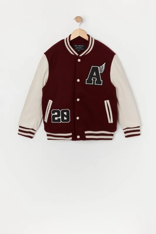 Boys A Faux Leather Varsity Jacket sold by Urban Planet