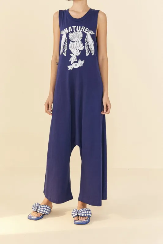 Navy Blue Nature Organic Cotton Jumpsuit sold by FARM Rio