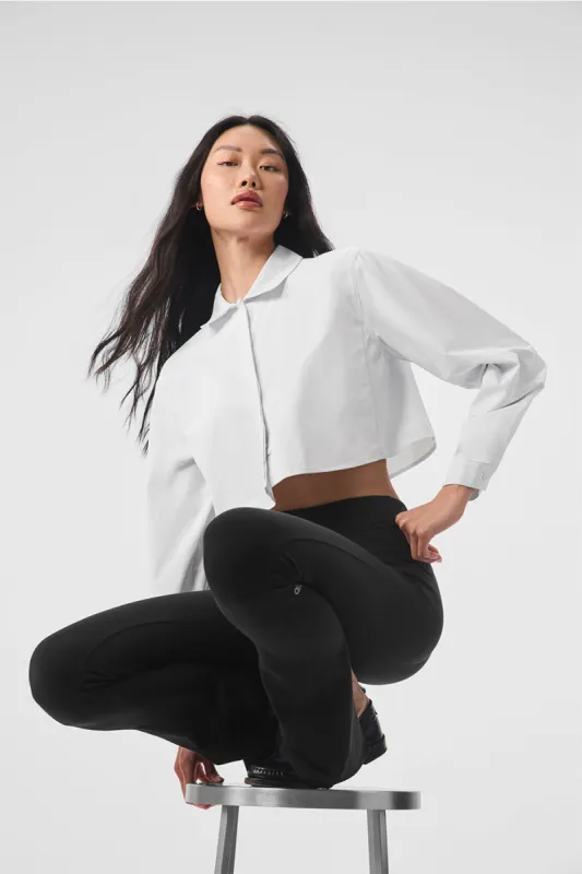 Cropped Take Me Out Button Up - White sold by Alo Yoga