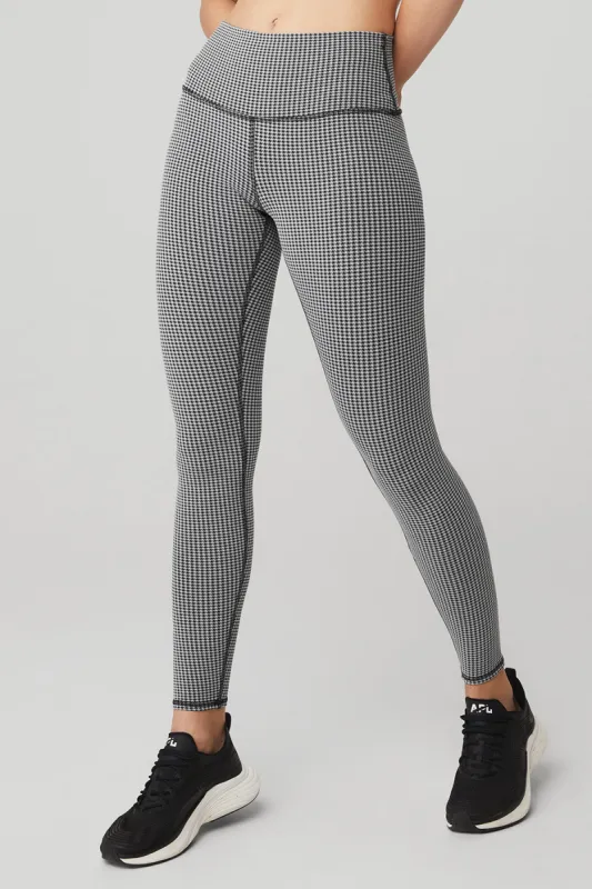 High-Waist Micro Houndstooth Legging - White/Black sold by Alo Yoga