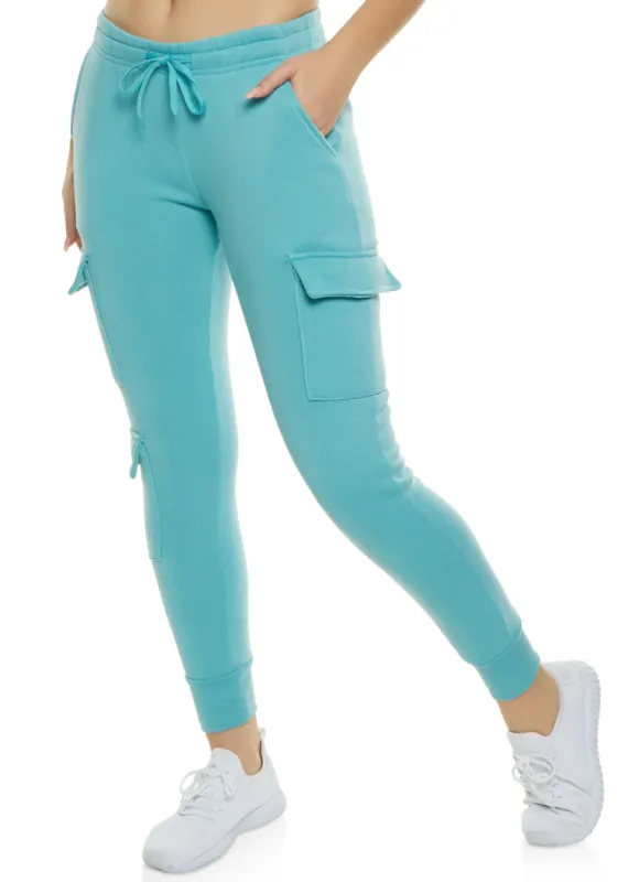 Fleece Drawstring Cargo Pocket Joggers sold by Rainbow