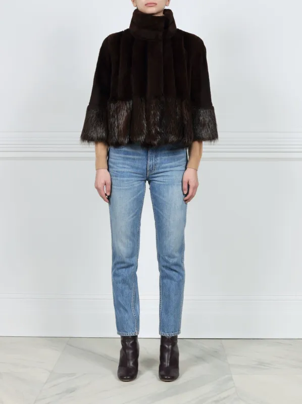 Dyed Sheared Beaver Fur Peplum Jacket sold by Pologeorgis