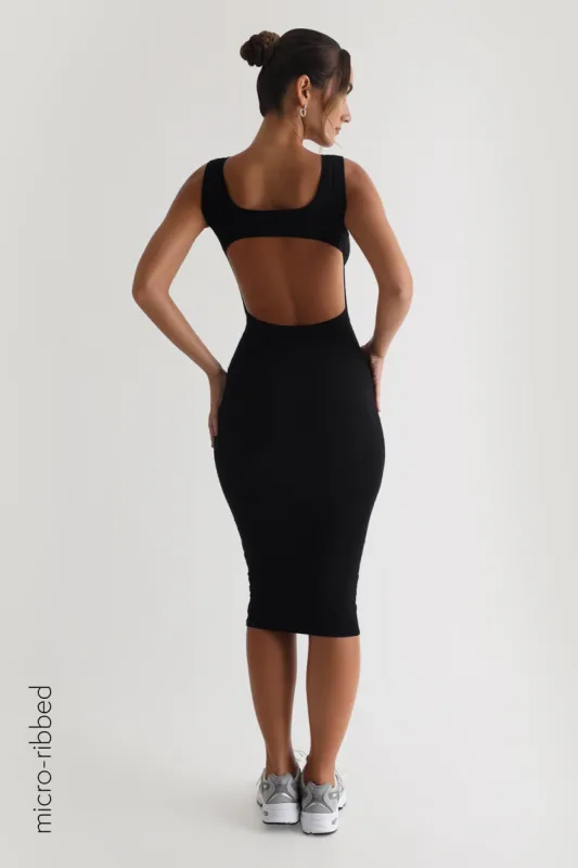 Form Micro-Ribbed Midi Dress - Black sold by My outfit online