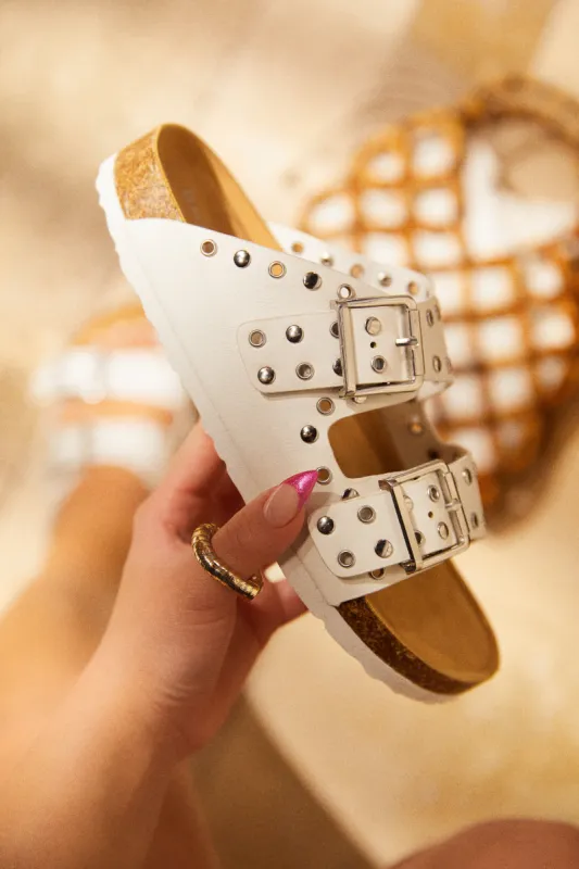 Corrina Slip On Sandals - White sold by Miss Lola