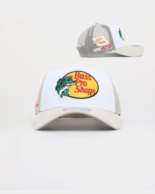 New Era X Nascar 9FORTY A-Frame Trucker Snapback Stone/White sold by Culture Kings