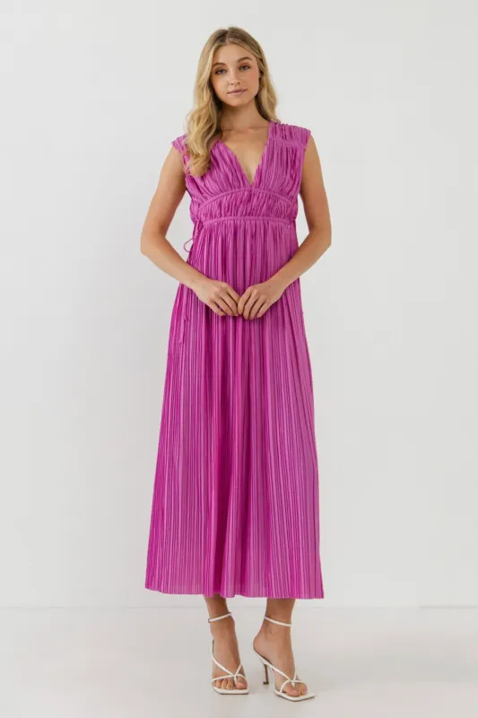 Pleated Straps Detail Midi Dress sold by Endless Rose