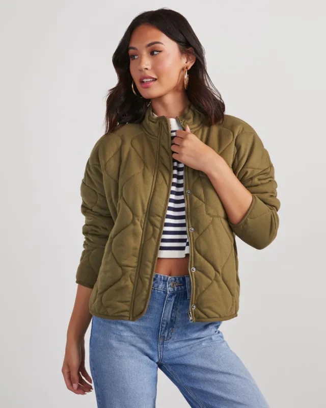 Aaronson Quilted Knit Jacket - Olive sold by Vici