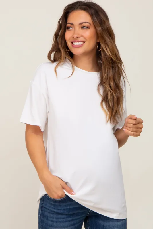 Ivory Oversized Basic Maternity Tee sold by Pinkblush