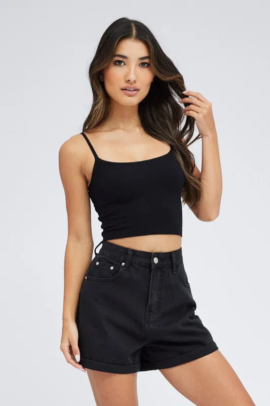 Black Singlet Top Round Neck Seamless sold by Ally Fashion