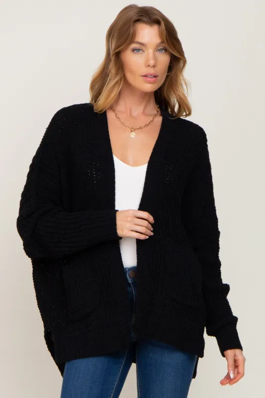 Black Chunky Knit Oversized Cardigan sold by Pinkblush
