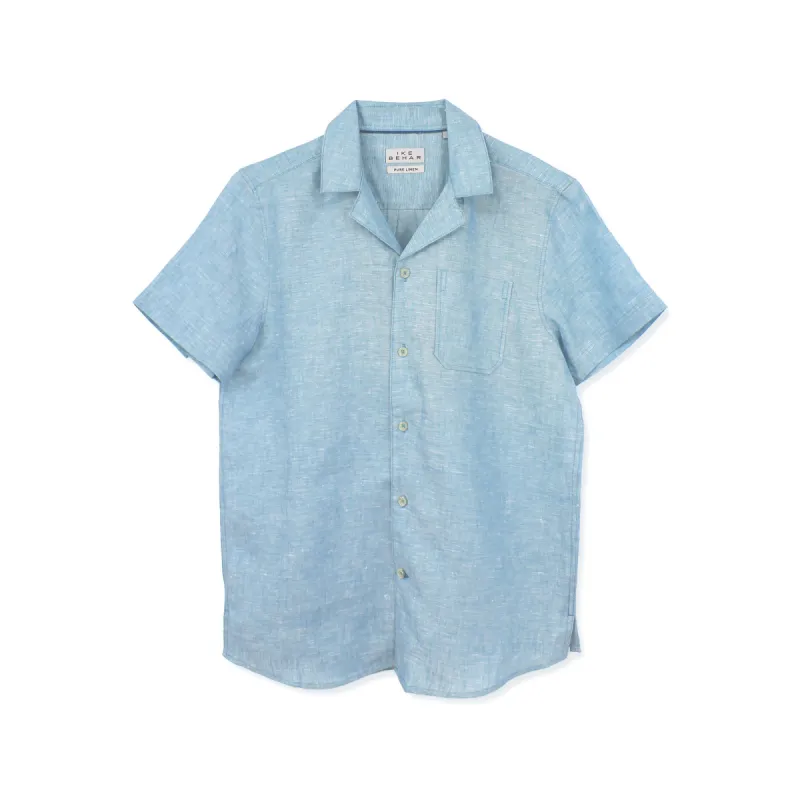 Sky Pure Linen Camp Shirt sold by Ike Behar