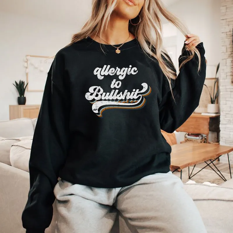 Allergic To Bullshit Retro Crewneck Sweatshirt (Wholesale) sold by Ally and Rae
