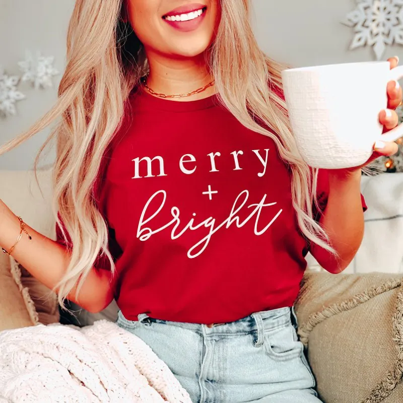 Merry + Bright Lightweight Christmas Tee sold by Alley and Rae