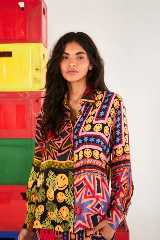 Patchwork Tapestry Smiley® Shirt sold by FARM Rio