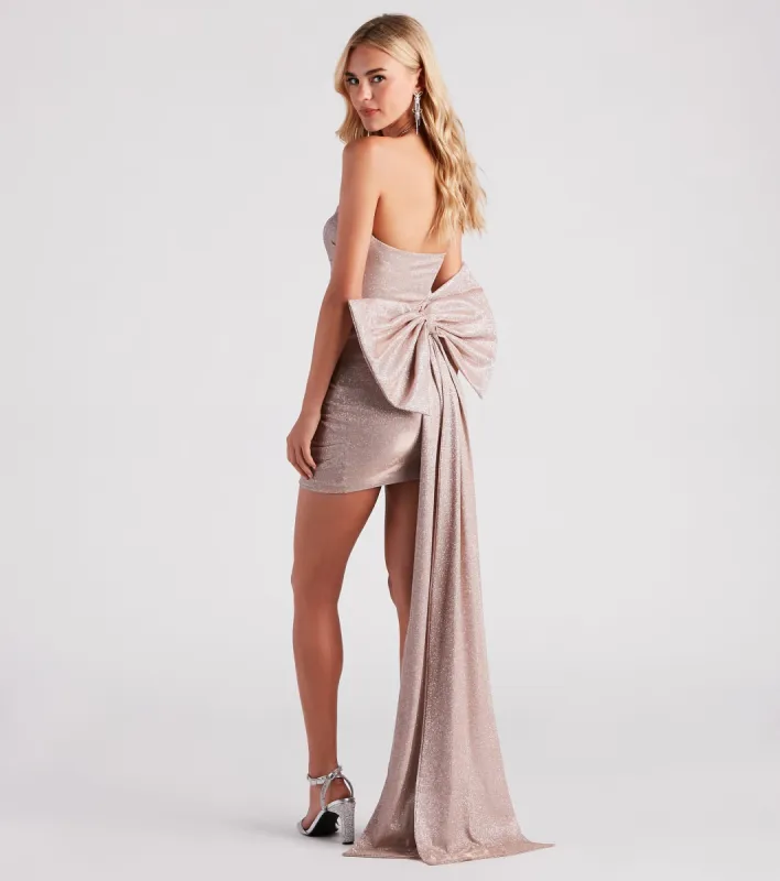 Marcy Glitter Bow Mini Party Dress sold by Windsor