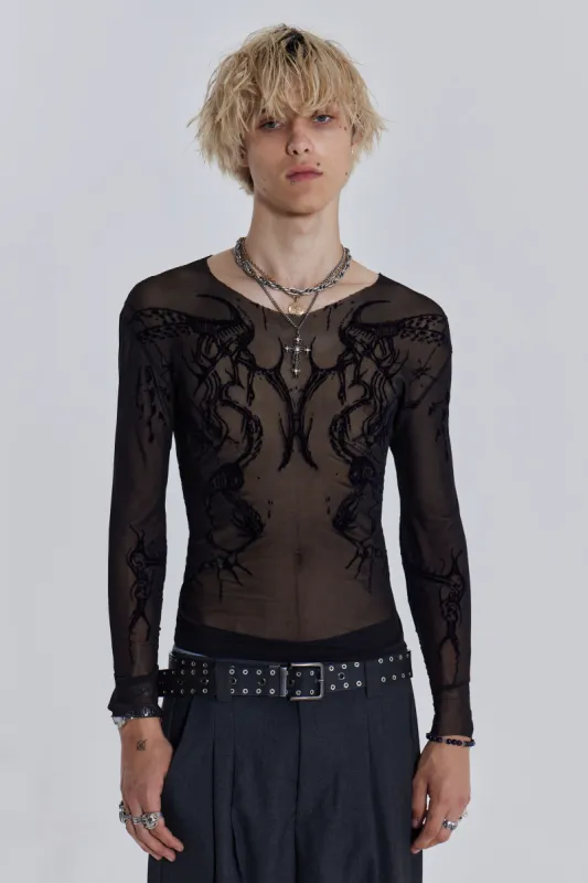 ★JADED LONDON UK★ Ines Black Henley Top Ines Waffle White Long Sleeve Tee | Jaded London | Clothing