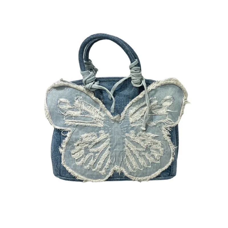Y2K Aesthetic Denim Butterfly Handbag sold by Streetwear Society