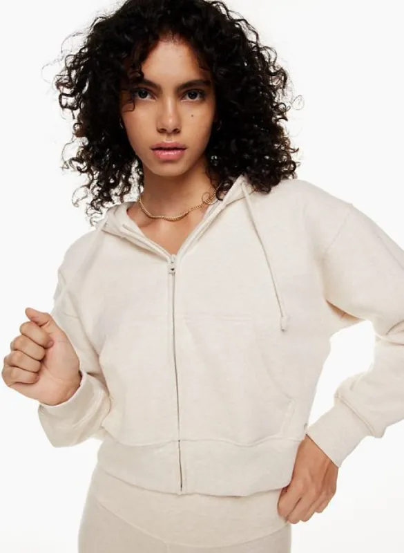 cozy fleece boyfriend boxy zip hoodie sold by Aritzia