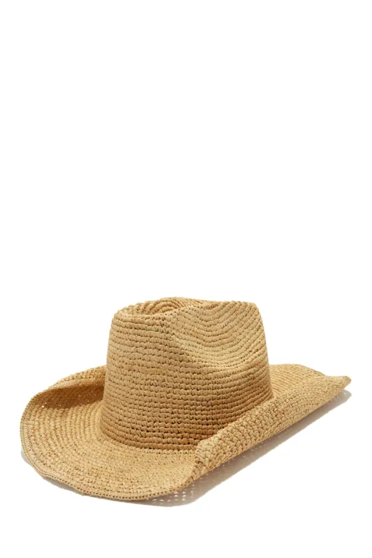 Victoria Straw Western Hat - Natural sold by Miss Lola