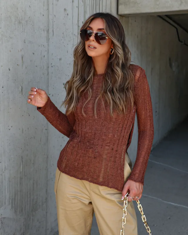 Pauline Stretch Open Knit Sweater - Brown sold by Vici