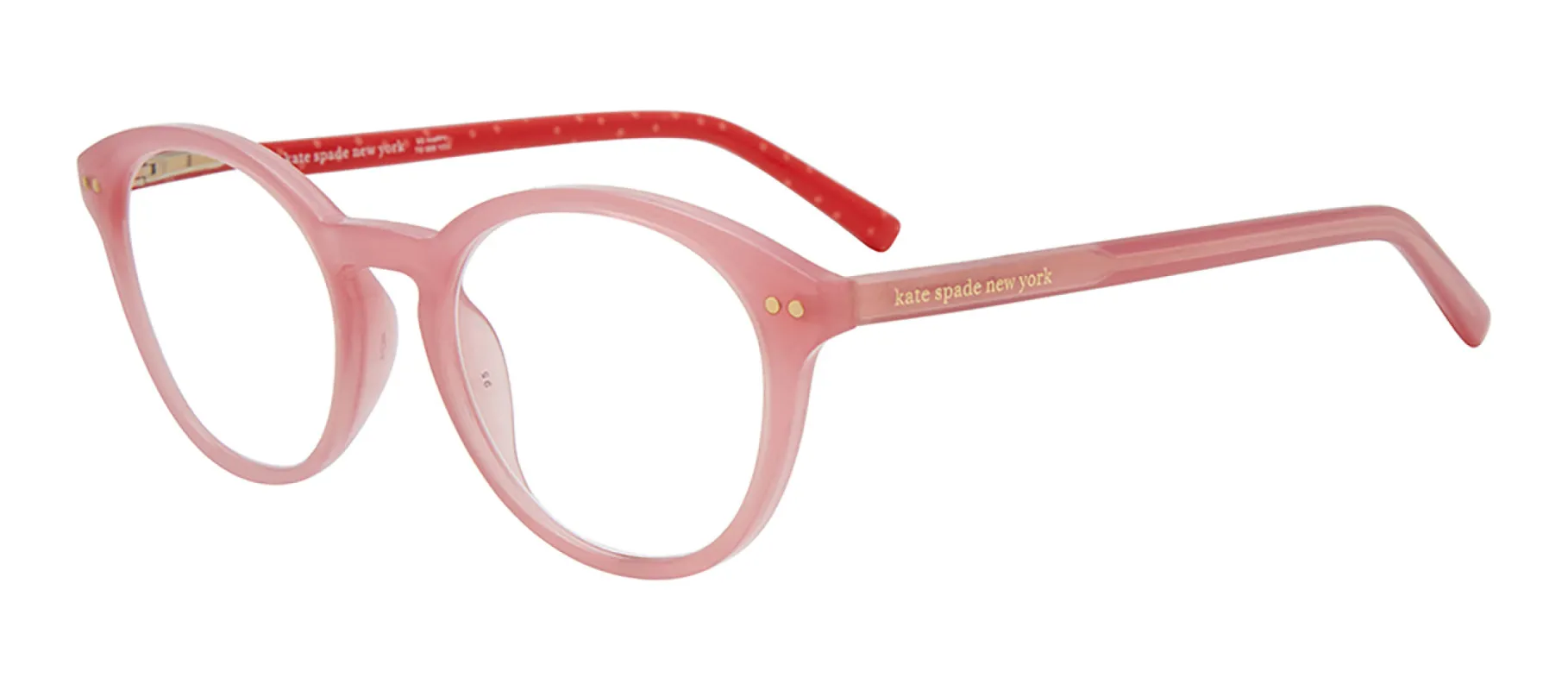 Kate Spade KS Kinslee 35J Round Plastic Pink Eyeglasses with Clear Blue Block Lens sold by Gaffos
