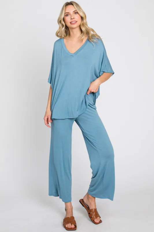Blue Cropped Pant Set sold by Pinkblush