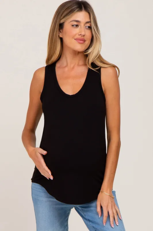Black Scoop Neck Maternity Tank Top sold by Pinkblush