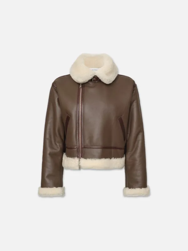 Boxy Shearling Jacket -- Chocolate Brown sold by Frame Denim