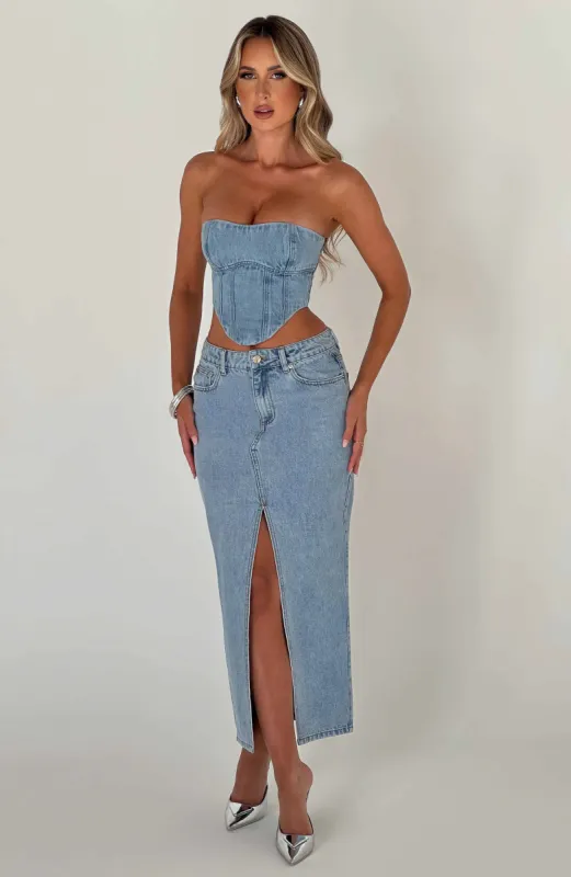 Flor Maxi Skirt - Blue sold by Babyboo Fashion