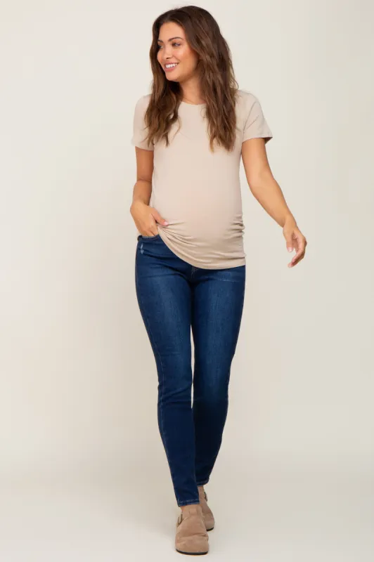 Navy Blue Basic Maternity Skinny Jeans sold by Pinkblush