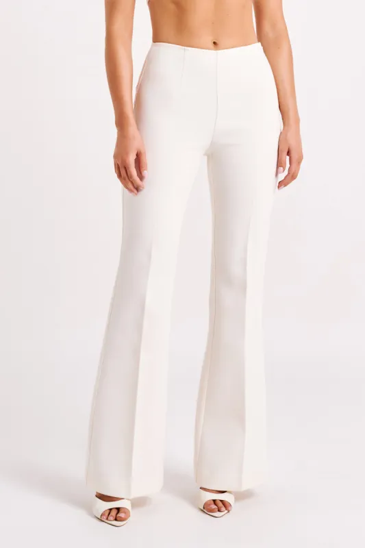 Loretta Fit & Flare Tailored Pant - Ivory sold by Meshki