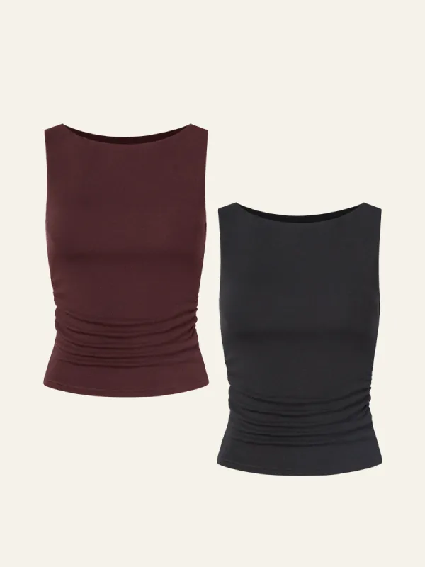 2Pcs Set Ruched Sides Boatneck Brami Top sold by ogl move