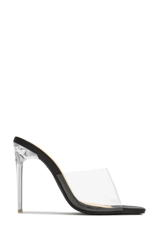 Amerie Clear High Heel Mules - Black sold by Miss Lola