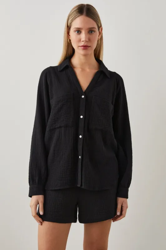 LAUREN SHIRT - BLACK sold by Rails