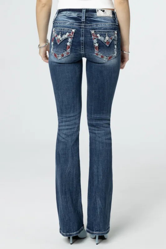 Stars & Stripes Border Bootcut Jeans sold by Miss Me