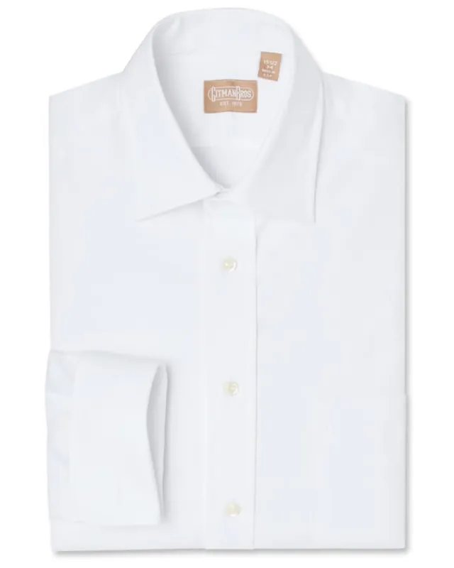 Medium Spread Pinpoint French Cuff White - Tailored sold by Gitman Brothers