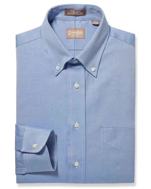 Button Down Pinpoint Blue - Tailored sold by Gitman Brothers
