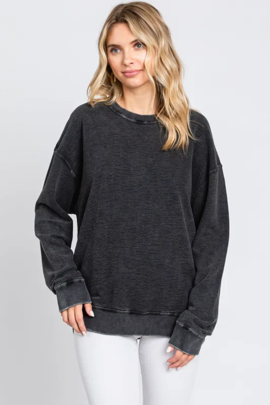 Black Faded Long Sleeve Top sold by Pinkblush