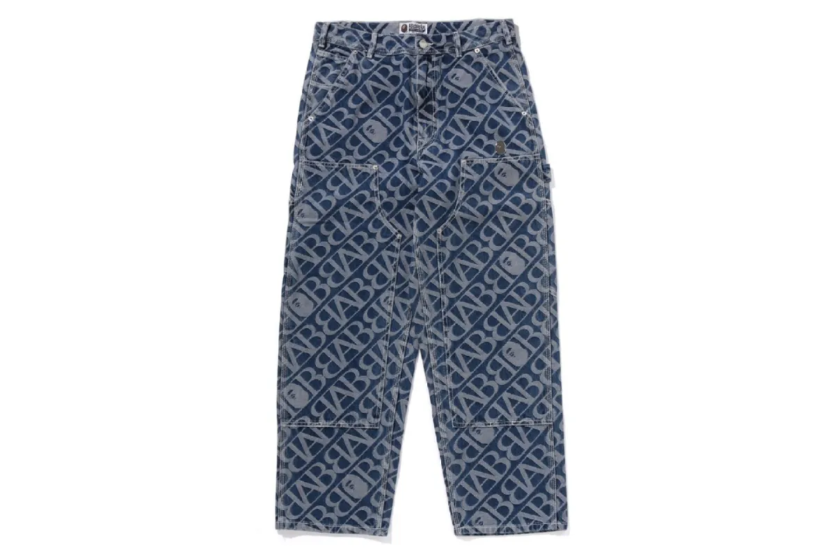 METAL ONE POINT DOUBLE KNEE DENIM WORK PANTS sold by Bape